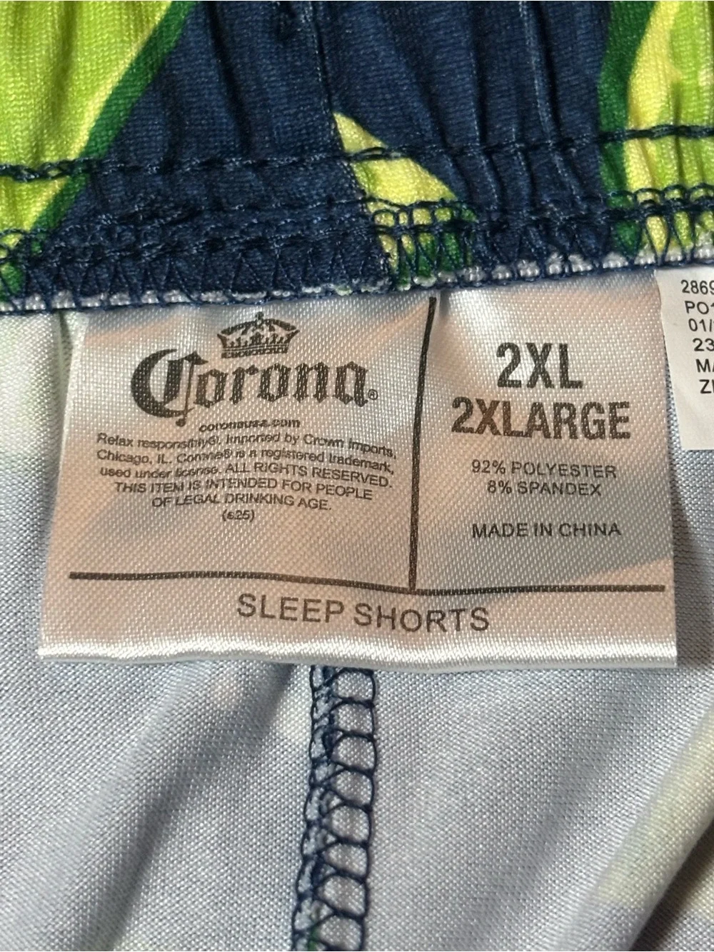 Men's Corona Lime Pajama Shorts 2XL NWOT
